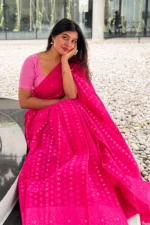 Halfsilk Jamdani Saree/হাফসিল্ক জামদানি শাড়ী - 11 - Image 3