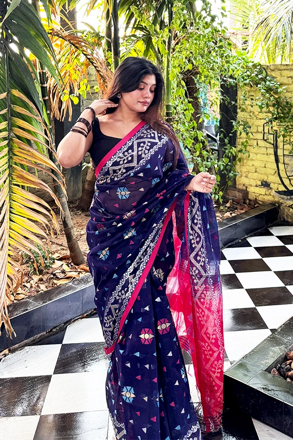 72 Halfsilk Jamdani Saree/হাফসিল্ক জামদানি শাড়ী-12 - Image 1