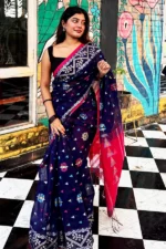 Halfsilk Jamdani Saree/হাফসিল্ক জামদানি শাড়ী-12 - Image 3