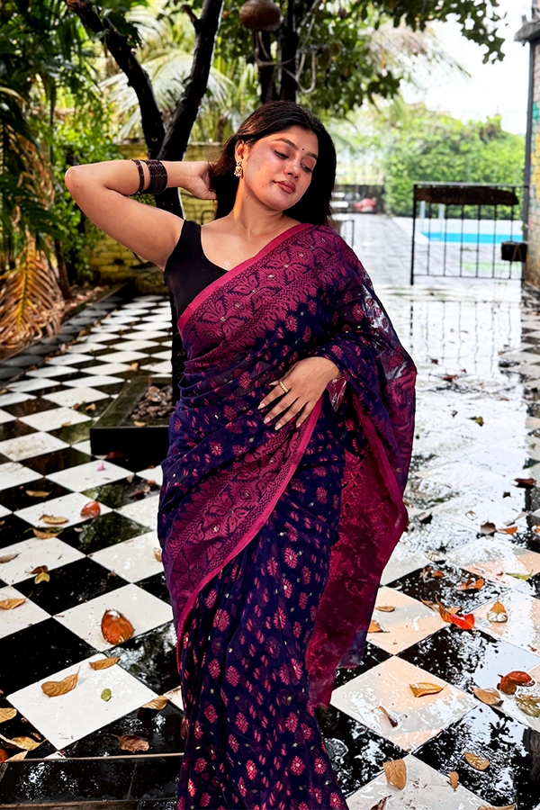 78 Halfsilk Jamdani Saree/হাফসিল্ক জামদানি শাড়ী-13 - Image 1