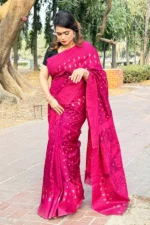Halfsilk Jamdani Saree/হাফসিল্ক জামদানি শাড়ী - Image 3